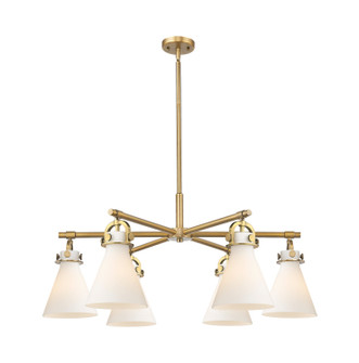 Downtown Urban Six Light Chandelier in Brushed Brass (405|4106CRBBG4117WH)