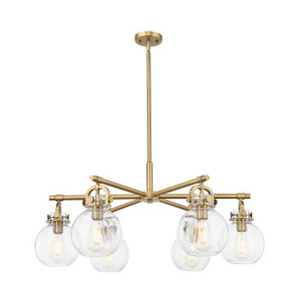 Downtown Urban Six Light Chandelier in Brushed Brass (405|4106CRBBG4107SDY)