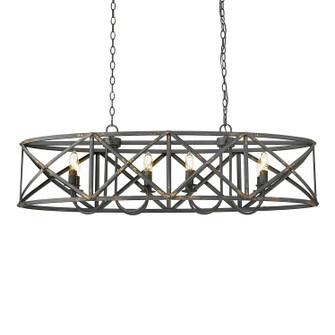 Alcott Eight Light Linear Pendant in Antique Black Iron (62|0890LPABI)