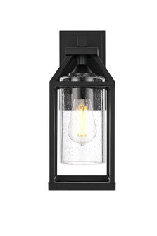 Zora One Light Outdoor Wall Sconce in Black and Clear (173|OD606W14BK)
