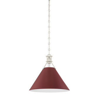 Painted No. 2 One Light Pendant in Polished Nickel/Soft Crimson (70|MDS352PNCRN)
