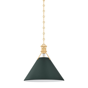 Painted No. 2 One Light Pendant in Aged Brass/Soft Studio Green (70|MDS352AGBSSG)