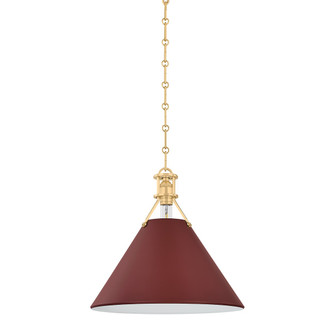 Painted No. 2 One Light Pendant in Aged Brass/Soft Crimson (70|MDS352AGBCRN)