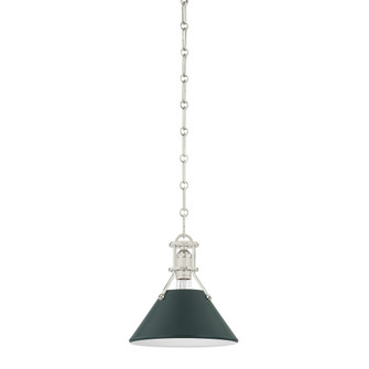 Painted No. 2 One Light Pendant in Polished Nickel/Soft Studio Green (70|MDS351PNSSG)