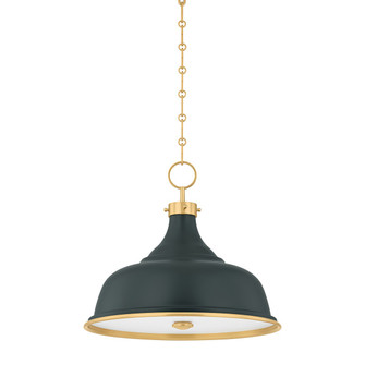 Painted No. 1 Three Light Pendant in Aged Brass/Soft Studio Green (70|MDS300AGBSSG)