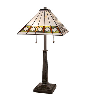 Diamond Band Mission Two Light Table Lamp in Verdigris Mahogany Bronze (57|286312)