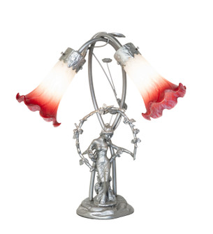 Pink/White Tiffany Pond Lily Two Light Accent Lamp in Light Sandstone (57|279054)