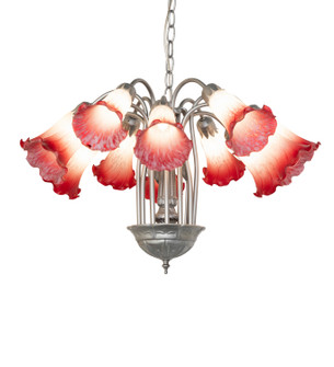 Pink/White Tiffany Pond Lily 12 Light Chandelier in Light Sandstone (57|276573)