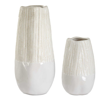 Echo Ridge Vases Set/2 in Neutral Tones Of White And Caramel (52|18244)