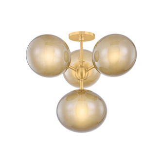 Zaley Four Light Semi Flush Mount in Aged Brass (428|H1073604AGB)