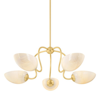 Reva Five Light Chandelier in Aged Brass (428|H1064805AGB)