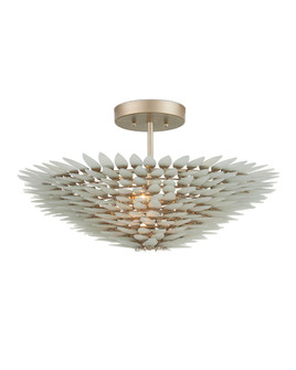 Dahlia Semi-Flush Mount Three Light Semi-Flush Mount in Frosted / Contemporary Silver (142|90001326)