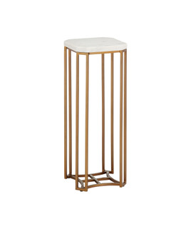 Ocho Marble Drinks Table Drinks Table in White / Antique Brass (142|40000235)