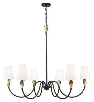 Claudelle Six Light Chandelier in Matte Black + Modern Gold (224|401446MBMGLD)