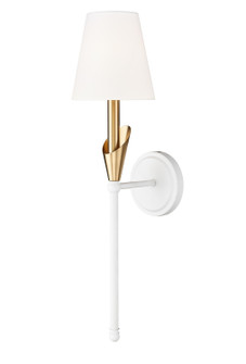 Claudelle One Light Wall Sconce in Textured White + Modern Gold (224|40141SATWMGLD)