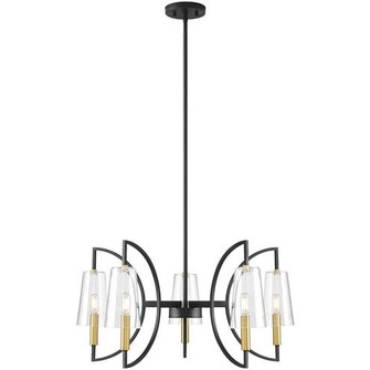 Hanley Five Light Chandelier in Matte Black/Warm Brass (51|171695143)