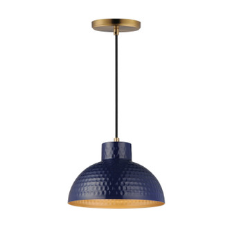 Rockport One Light Pendant in Glossy Navy / Natural Aged Brass (16|35142GNNAB)