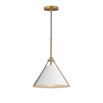 Lucas One Light Pendant in White/Natural Aged Brass (16|25229WTNAB)