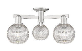 Arcadia Three Light Semi-Flush Mount in Brushed Satin Nickel (405|7163FSNG122C6CL)