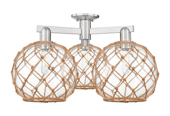 Arcadia Three Light Semi-Flush Mount in Brushed Satin Nickel (405|7163FSNG12210RB)