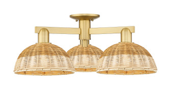 Arcadia Three Light Semi-Flush Mount in Satin Gold (405|7163FSGNBD29NAT)