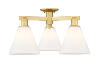 Arcadia Three Light Semi-Flush Mount in Satin Gold (405|7163FSGGBC81)
