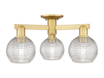 Arcadia Three Light Semi-Flush Mount in Satin Gold (405|7163FSGG122C6CL)