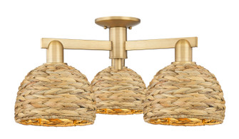 Arcadia Three Light Semi-Flush Mount in Brushed Brass (405|7163FBBRBD8NAT)