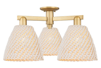 Arcadia Three Light Semi-Flush Mount in Brushed Brass (405|7163FBBNBD9NAT)