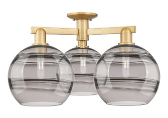 Arcadia Three Light Semi-Flush Mount in Brushed Brass (405|7163FBBG55610SM)