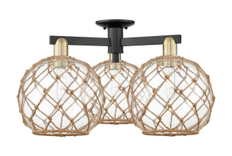 Arcadia Three Light Semi-Flush Mount in Black Antique Brass (405|7163FBABG12210RB)