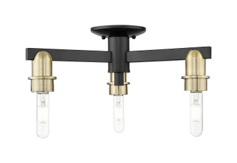 Arcadia Three Light Semi-Flush Mount in Black Antique Brass (405|7163FBAB)