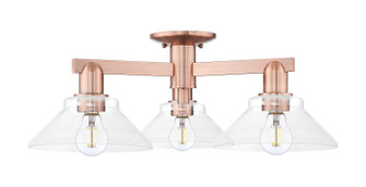 Arcadia Three Light Semi-Flush Mount in Antique Copper (405|7163FACG132)