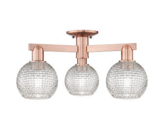 Arcadia Three Light Semi-Flush Mount in Antique Copper (405|7163FACG122C6CL)