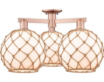 Arcadia Three Light Semi-Flush Mount in Antique Copper (405|7163FACG12110RB)
