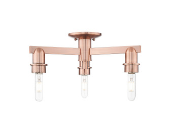Arcadia Three Light Semi-Flush Mount in Antique Brass (405|7163FAC)