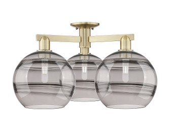 Arcadia Three Light Semi-Flush Mount in Antique Brass (405|7163FABG55610SM)