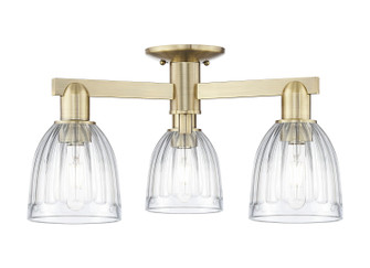 Arcadia Three Light Semi-Flush Mount in Antique Brass (405|7163FABG442)