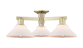 Arcadia Three Light Semi-Flush Mount in Antique Brass (405|7163FABG131)