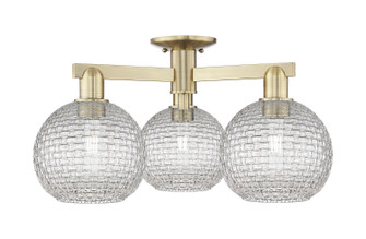 Arcadia Three Light Semi-Flush Mount in Antique Brass (405|7163FABG122C8CL)