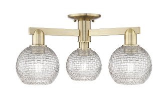 Arcadia Three Light Semi-Flush Mount in Antique Brass (405|7163FABG122C6CL)