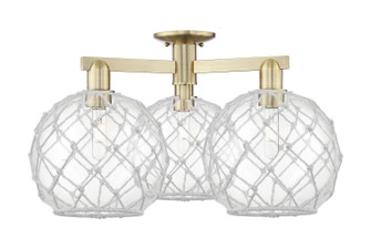 Arcadia Three Light Semi-Flush Mount in Antique Brass (405|7163FABG12210RW)