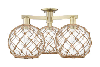 Arcadia Three Light Semi-Flush Mount in Antique Brass (405|7163FABG12210RB)