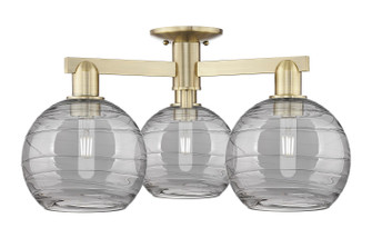 Arcadia Three Light Semi-Flush Mount in Antique Brass (405|7163FABG12138SM)