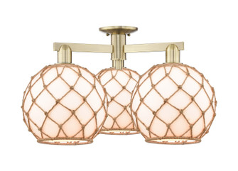 Arcadia Three Light Semi-Flush Mount in Antique Brass (405|7163FABG12110RB)