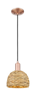 Arcadia One Light Mini Pendant in Antique Copper (405|7161PACRBD8NAT)