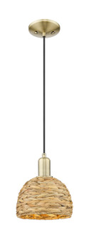 Arcadia One Light Mini Pendant in Antique Brass (405|7161PABRBD8NAT)