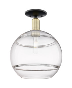 Arcadia One Light Semi-Flush Mount in Black Antique Brass (405|7161CBABG55612CL)