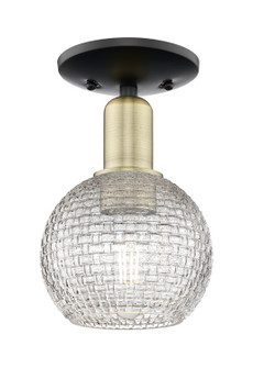 Arcadia One Light Semi-Flush Mount in Black Antique Brass (405|7161CBABG122C6CL)