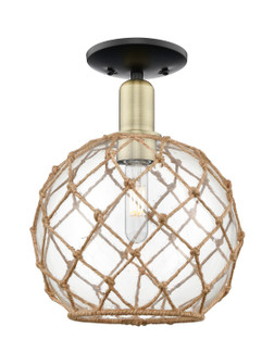 Arcadia One Light Semi-Flush Mount in Black Antique Brass (405|7161CBABG12210RB)